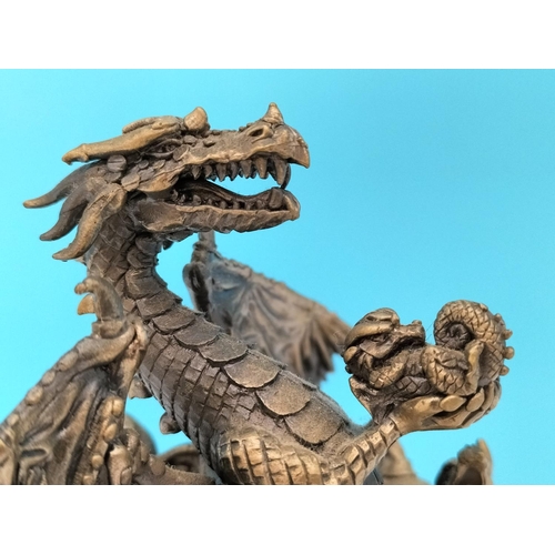 541 - Tudor Mint Myth and Magic 1998 Dragon Figure 'Prince of Dragons' on Plinth. 19cm High, 16cm x 12cm.