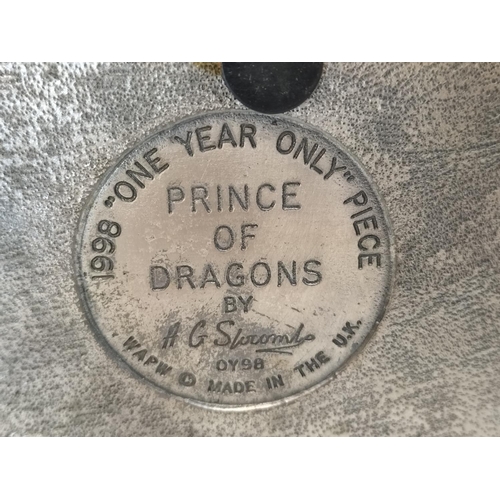 541 - Tudor Mint Myth and Magic 1998 Dragon Figure 'Prince of Dragons' on Plinth. 19cm High, 16cm x 12cm.