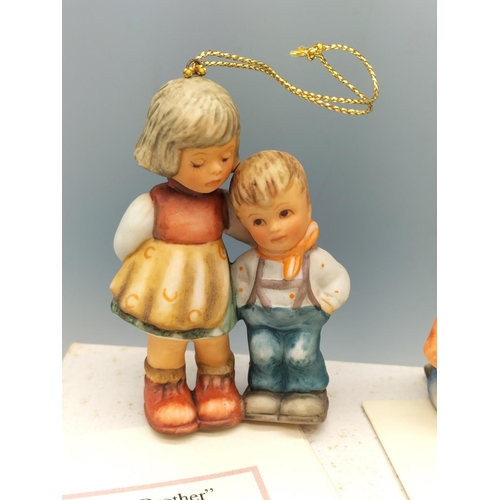 60 - Goebel Berta Hummel 7.5cm Christmas Decorations (3), 'My First Nativity', 'Little Brother' and 'Lett... 