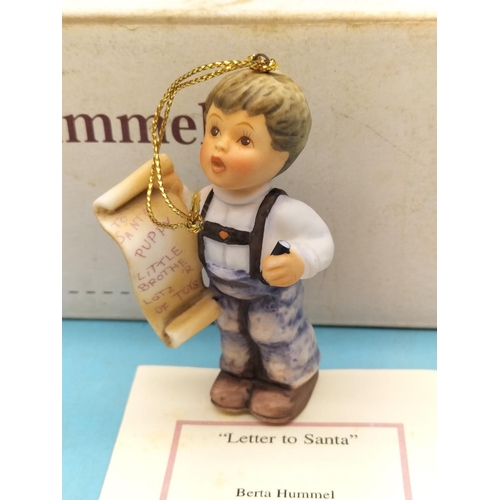 60 - Goebel Berta Hummel 7.5cm Christmas Decorations (3), 'My First Nativity', 'Little Brother' and 'Lett... 