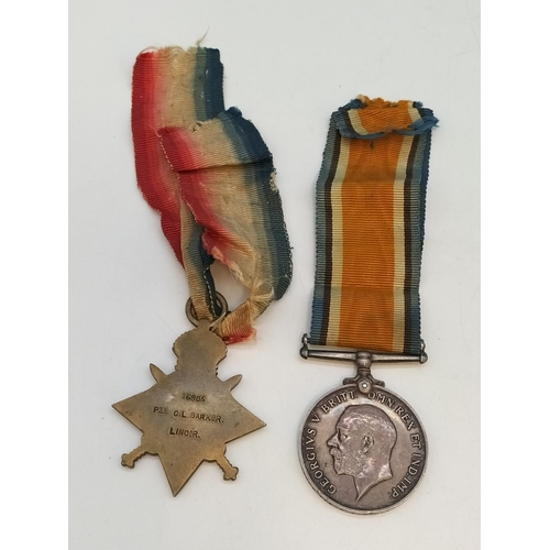 8 - WWI Medals (2) 16905 PTE  C.L. Barker Linc R.