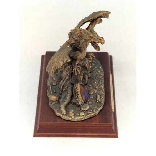 91 - Tudor Mint Myth and Magic 'The Dragon Darkness' Figure on Plinth. 15cm High, 16cm x 12cm.