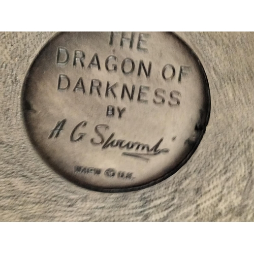 91 - Tudor Mint Myth and Magic 'The Dragon Darkness' Figure on Plinth. 15cm High, 16cm x 12cm.