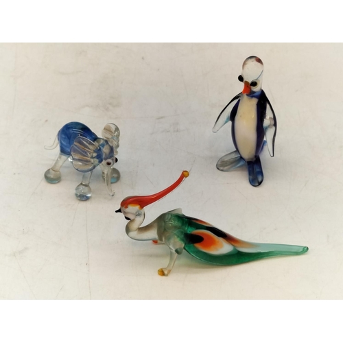 95 - Collection of Hand Blown Art Glass Animals to include Pirelli Glass Squirrel plus Zebras (2), Pengui... 
