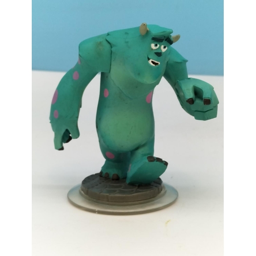 138 - Disney Infinity Monsters Inc Figures (3), Sulley, Mike Wazowski and Randall Boggs plus Crystal and P... 
