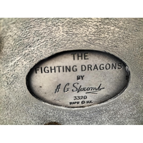 188 - Tudor Mint Myth and Magic 'The Fighting Dragons' Figure on Plinth. 12cm High, 16cm x 12cm.