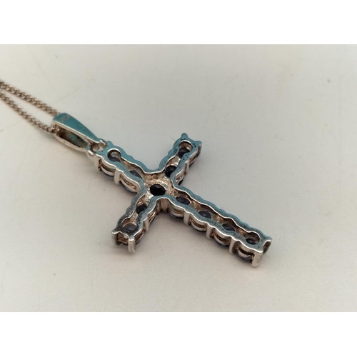 193 - 925 Silver Cross set with Purple Stones on 18
