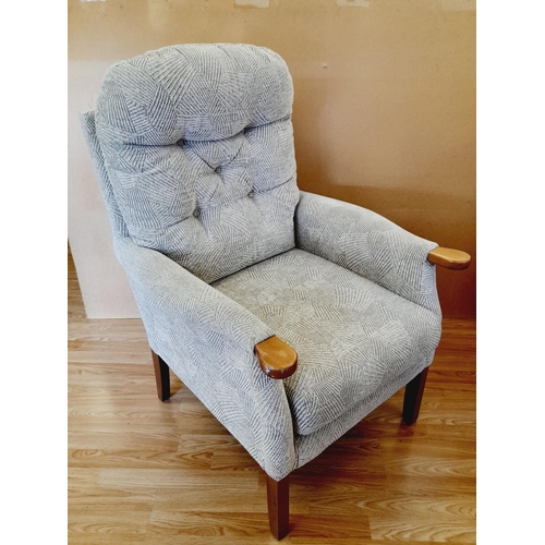 198 - Fabric Covered Fireside Chair. 110cm High, 77cm x 82cm. Collection Only.