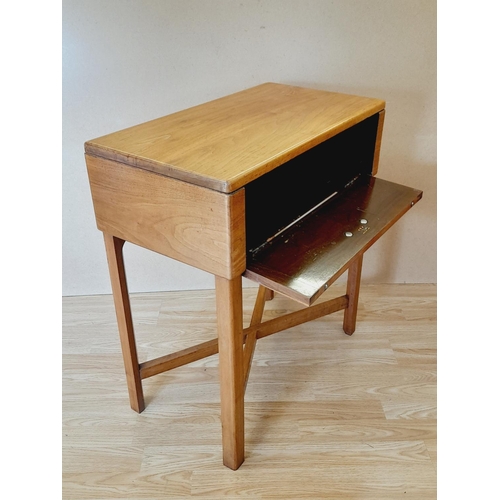 201 - 1930's Walnut Drop Fronted Hall Table. Stamped C.D.Radio to Inside. 68cm High, 61cm x 33cm. Collecti... 