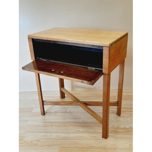 201 - 1930's Walnut Drop Fronted Hall Table. Stamped C.D.Radio to Inside. 68cm High, 61cm x 33cm. Collecti... 
