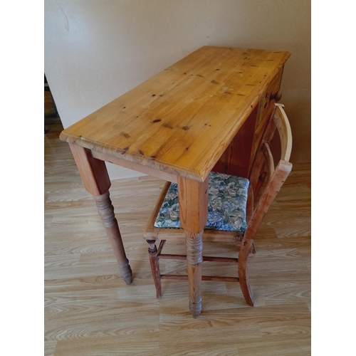 214 - Pine 3 Drawer Dressing Table/Desk plus Vintage Chair (Part Restored). 77cm High, 94cm x 43cm. Collec... 