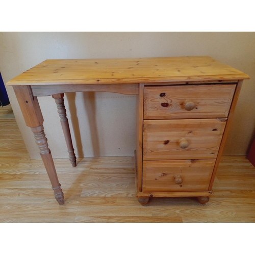 214 - Pine 3 Drawer Dressing Table/Desk plus Vintage Chair (Part Restored). 77cm High, 94cm x 43cm. Collec... 