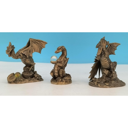 335 - 3 x Tudor Mint Myth and Magic Figures, 'The Dragon of Light', 'The Dragon of Pre History' and 'The L... 