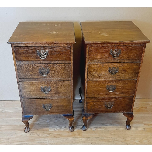 356 - 2 x Mid Century Oak 4 Drawer Units. 67cm High, 35.5cm x 35.5cm. Collection Only.