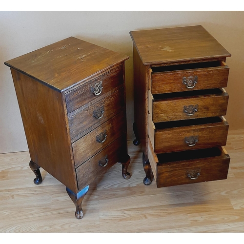 356 - 2 x Mid Century Oak 4 Drawer Units. 67cm High, 35.5cm x 35.5cm. Collection Only.