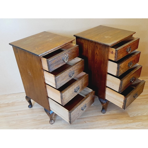 356 - 2 x Mid Century Oak 4 Drawer Units. 67cm High, 35.5cm x 35.5cm. Collection Only.