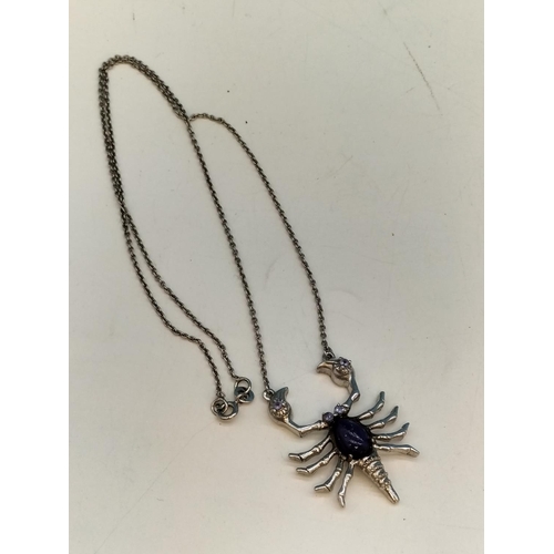 358 - 925 Silver Lobster Pendant set with Lapis on 16