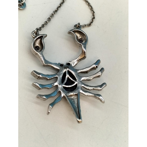 358 - 925 Silver Lobster Pendant set with Lapis on 16