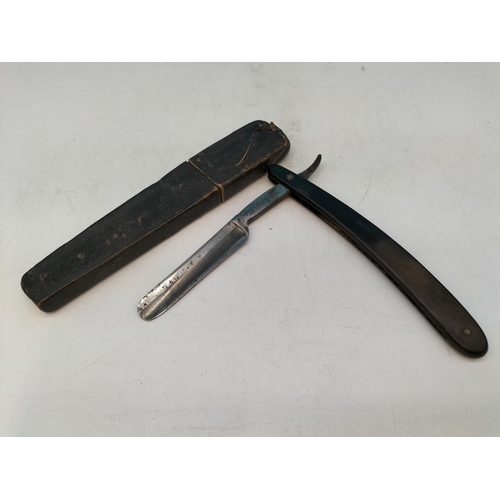 359 - Metal Hat Case, Coronation Pen Knife, Cut Throat Razor, Truncheon, Police Hats, Handcuffs, Leather C... 