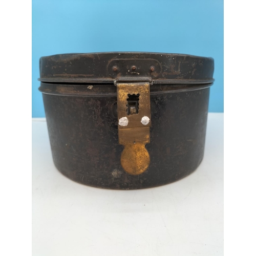 359 - Metal Hat Case, Coronation Pen Knife, Cut Throat Razor, Truncheon, Police Hats, Handcuffs, Leather C... 