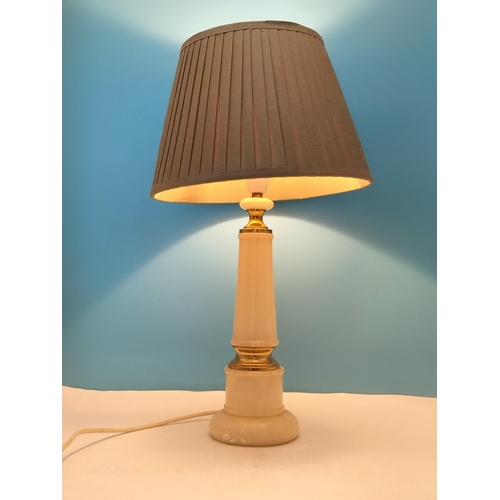 362 - Onyx Table Lamp with Shade W/O. Overall Height 51cm.