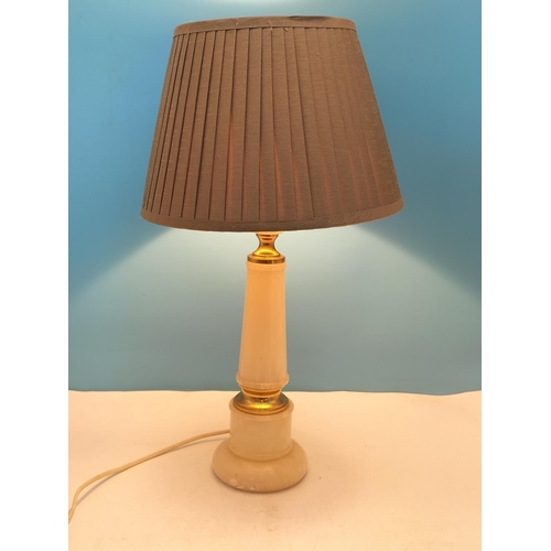 362 - Onyx Table Lamp with Shade W/O. Overall Height 51cm.