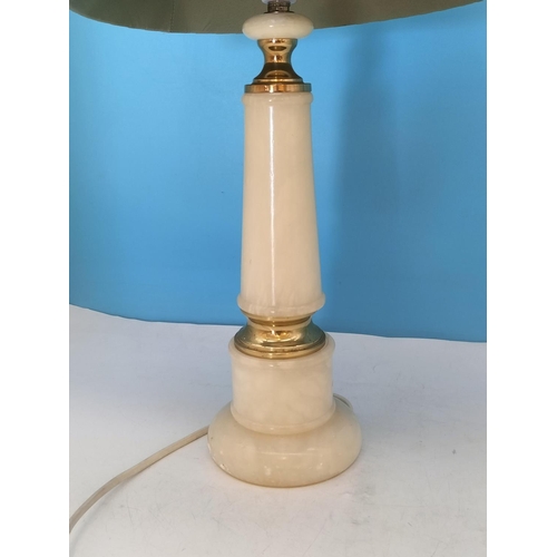 362 - Onyx Table Lamp with Shade W/O. Overall Height 51cm.