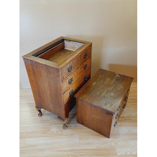 368 - Oak Chest on Chest, 3 Over 4 Drawer Tallboy. 104cm High, 54cm x 37cm. Collection Only.