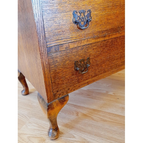 368 - Oak Chest on Chest, 3 Over 4 Drawer Tallboy. 104cm High, 54cm x 37cm. Collection Only.