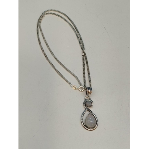 376 - 925 Silver Moonstone Pendant and 925 19