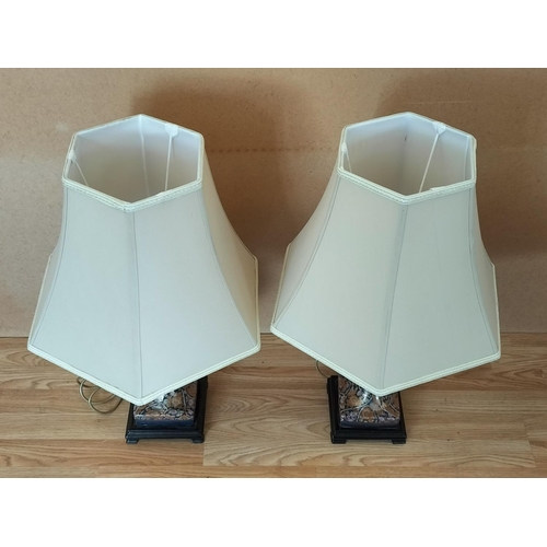409 - Pair of Large Oriental Lamps with Shades W/O. 69cm Tall.