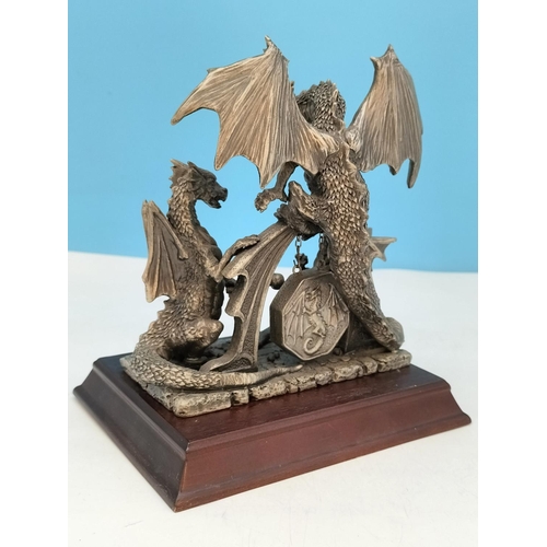 65 - Tudor Mint Myth and Magic 2003 'The Dragon's Gathering' Figure on Plinth. 18cm High, 16cm x 12cm.