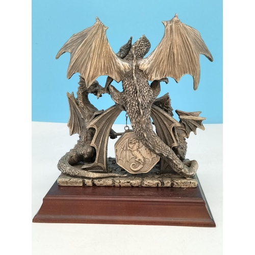 65 - Tudor Mint Myth and Magic 2003 'The Dragon's Gathering' Figure on Plinth. 18cm High, 16cm x 12cm.