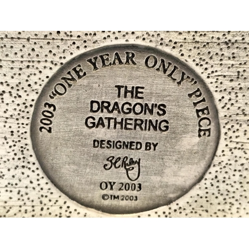 65 - Tudor Mint Myth and Magic 2003 'The Dragon's Gathering' Figure on Plinth. 18cm High, 16cm x 12cm.