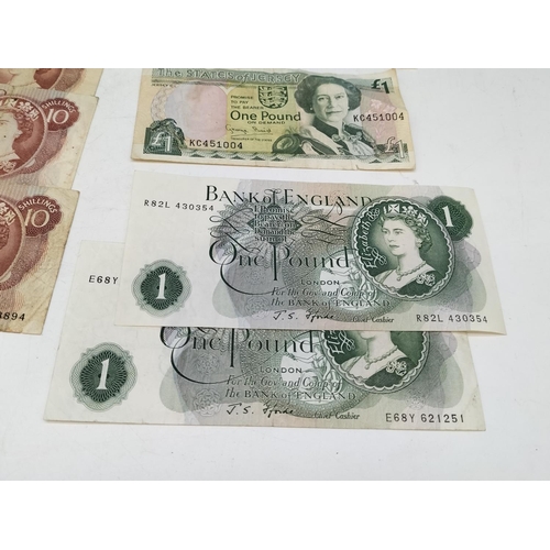 103 - Collection of Bank Notes to include 19 x Bank of England Ten Shilling Notes, 3 x Australian One Doll... 