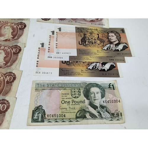 103 - Collection of Bank Notes to include 19 x Bank of England Ten Shilling Notes, 3 x Australian One Doll... 