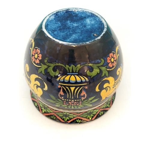 13 - Majolica Tobacco Jar with Locking Lid. Unmarked. 13cm High, 13.5cm Diameter.