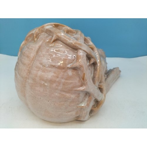 14 - Majolica Wall Mask of Jesus Marked Walter u Franzl to Back and Dated 1934. 33cm High, 22cm x 19cm.