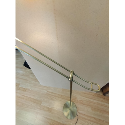 185 - Modern Antique Gold Finish 2 Position Floor Lamp W/O. Full Height 180cm including Shade. Collection ... 