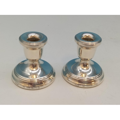 25 - Pair of 925 Silver Squat Candlesticks. 4cm Tall.