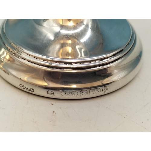 25 - Pair of 925 Silver Squat Candlesticks. 4cm Tall.