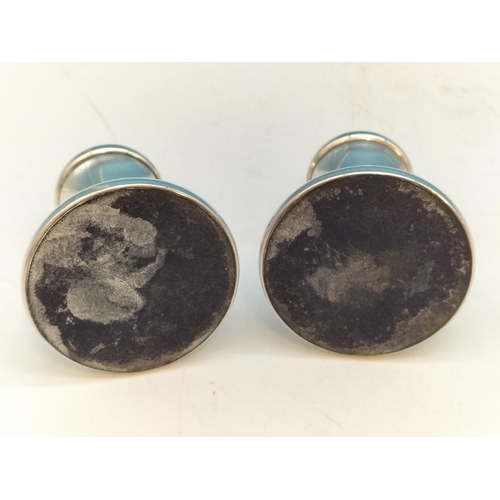 25 - Pair of 925 Silver Squat Candlesticks. 4cm Tall.