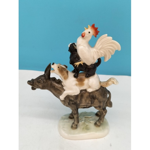 30 - Rare Hutschenreuther (Germany) Brothers Grimm Bremen Musicians 20cm Figure, c1950's.