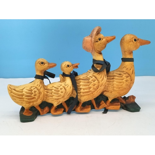 344 - Cast Iron Duck Family Doorstop. 15cm High x 26cm.