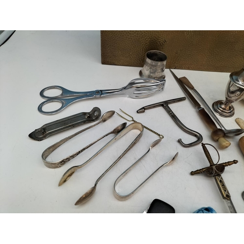 348 - Vintage Brass Covered Wooden Box containing a Selection of Collectables to include Polished Egg, Bot... 