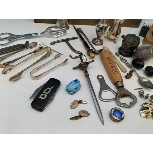 348 - Vintage Brass Covered Wooden Box containing a Selection of Collectables to include Polished Egg, Bot... 