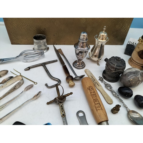 348 - Vintage Brass Covered Wooden Box containing a Selection of Collectables to include Polished Egg, Bot... 