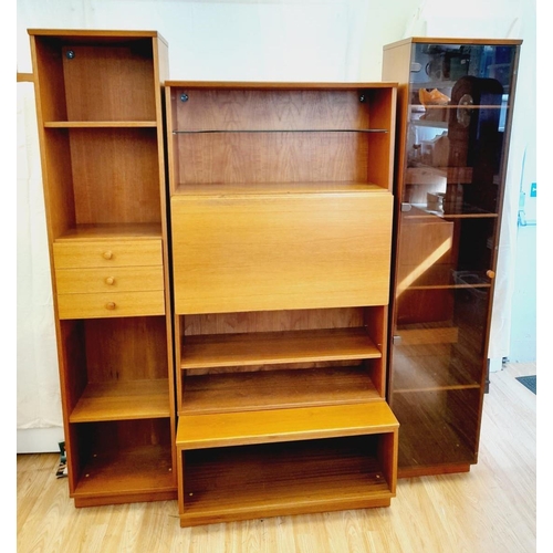 349 - Four Piece Uldum Interiors (Denmark) Unit with Drop Down Cocktail Cabinet, Open Base Unit, Smoked Gl... 