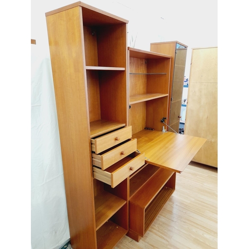 349 - Four Piece Uldum Interiors (Denmark) Unit with Drop Down Cocktail Cabinet, Open Base Unit, Smoked Gl... 