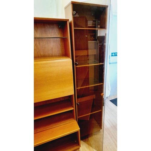 349 - Four Piece Uldum Interiors (Denmark) Unit with Drop Down Cocktail Cabinet, Open Base Unit, Smoked Gl... 